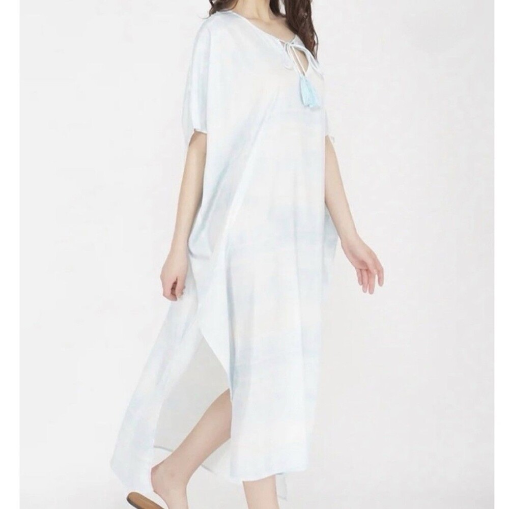 New America and Beyond Soothing Sea Tie Dye Maxi Dress Swim Cover Up Size Med